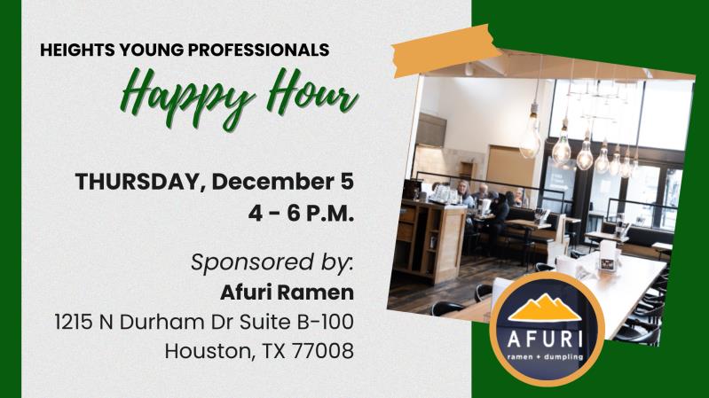 NEW LOCATION Heights Young Professionals Happy Hour