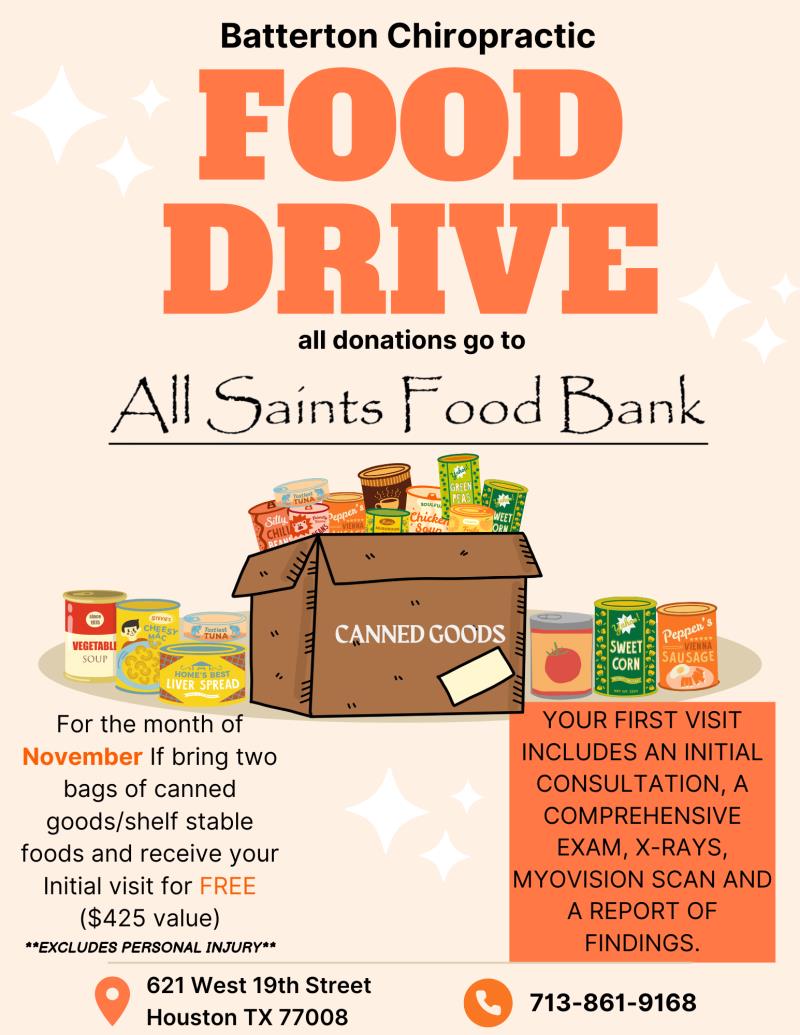 BATTERTON CHIROPRACTIC - FOOD DRIVE - NOVEMBER 1-30TH